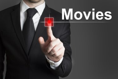 Kırmızı düğmeye Filmler iterek işadamı