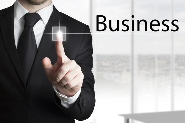Naciskając klawisz dotykowy biznes biznesmen — Zdjęcie stockowe