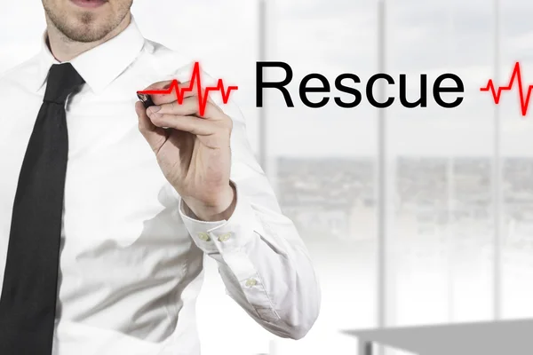 Doctor drawing heartbeatline rescue — Stock Photo, Image