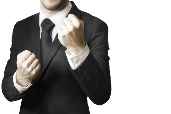 Businessman fighter fists up — Stock Photo, Image