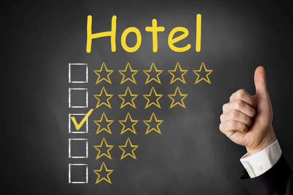 Hotel thumbs up rating three stars — Stock Photo, Image