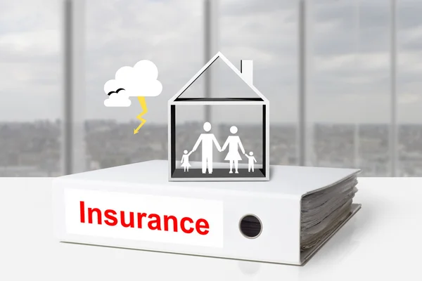 Office binders home insurance family storm — Stock Photo, Image