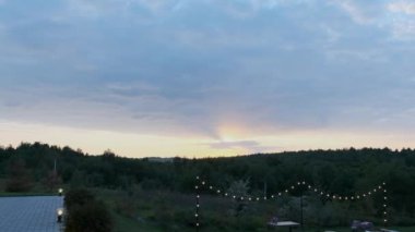 Güneşli bir yaz akşamında parkta güzel bir günbatımı..