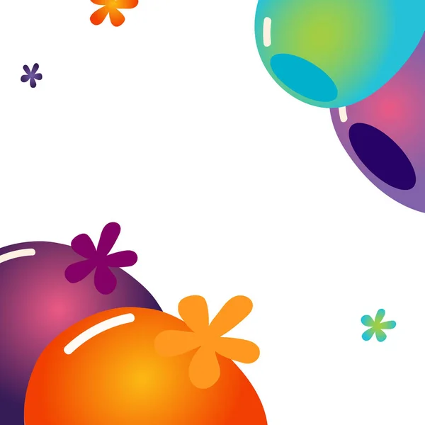 Multicolored Cover Berries Flowers Doodle Style Background Illustration Gradient Balloons — 图库照片