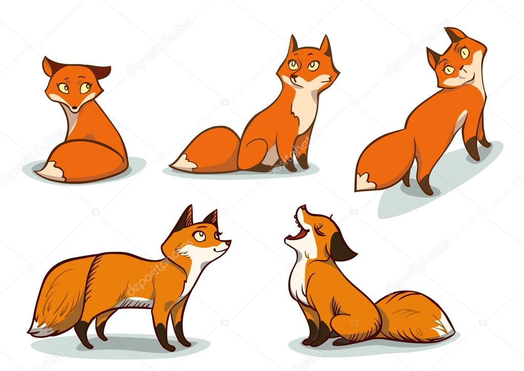 Funny Cartoon Foxes