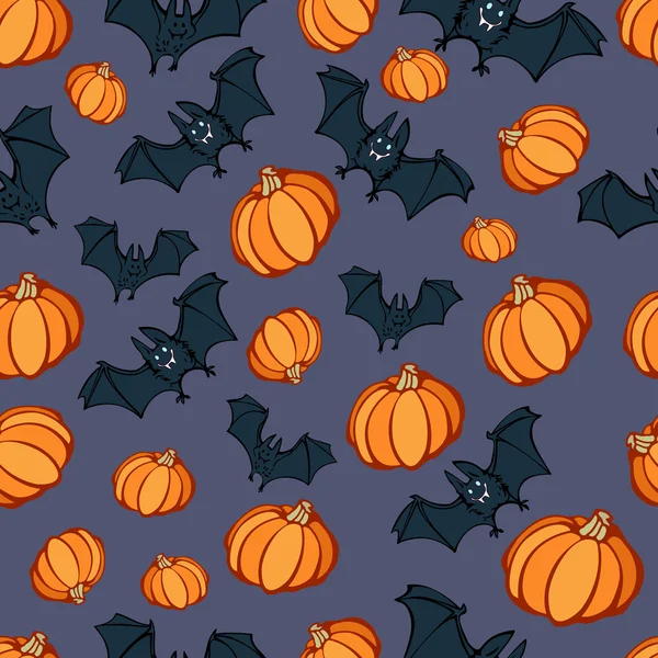 Padrão de festa de morcego de abóbora Halloween — Vetor de Stock
