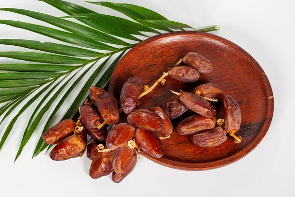 Dried Dates Fruit Phoenix Dactylifera Dates Clipping Paths Both Object — Stock Photo, Image