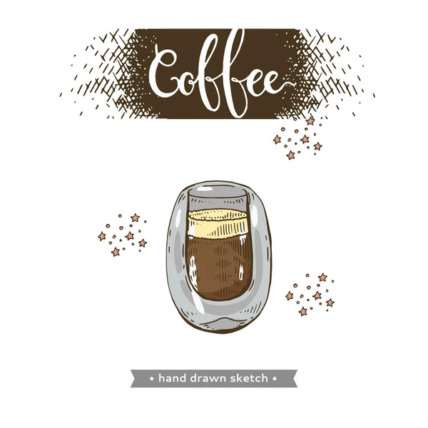 Ręcznie Rysowany Kubek Napojem Kawowym Białym Tle Ilustracja Wektora — Wektor stockowy