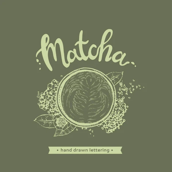 Hand Drawn Lettering Coffee Matcha Picture Vector Illustration — Stock Vector