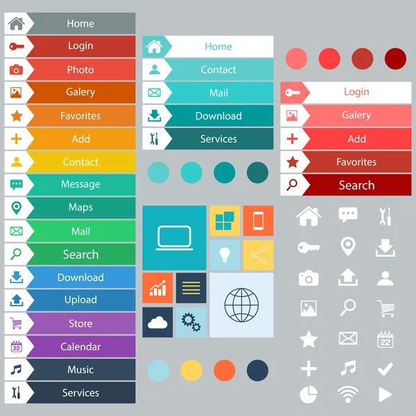 平面网页设计元素,按钮,图标.网站模板. 图库插图