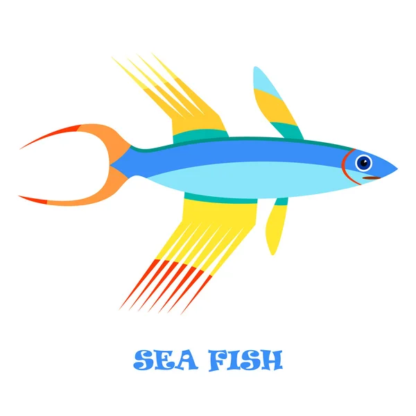 Mar peces vector de color ilustración . — Vector de stock