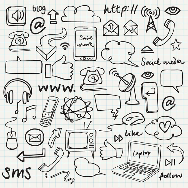Kommunikation & internet doodles vektor — Stock vektor