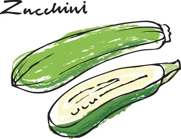 Frische Zucchini-Zucchini ganz & in Scheiben geschnitten — Stockvektor