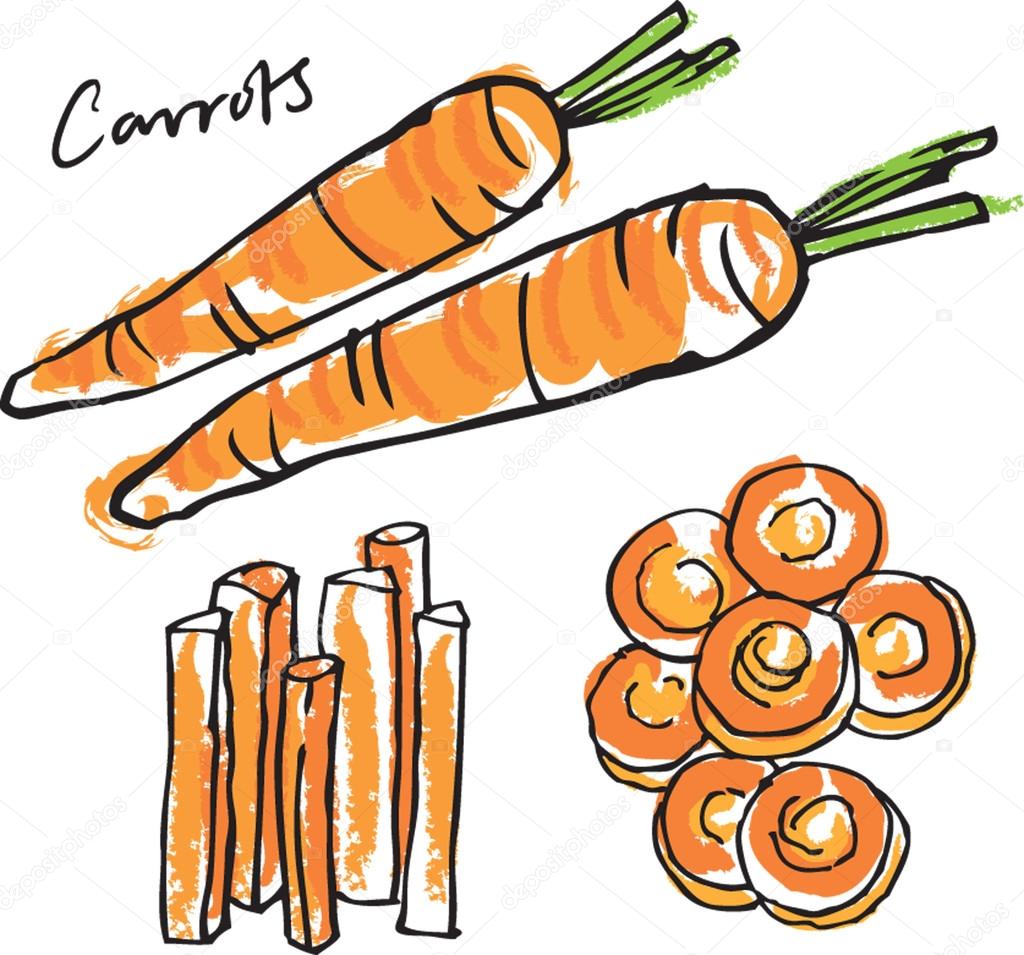 Fresh carrots whole sliced & carrot sticks