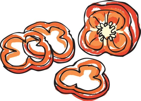 Poivron rouge moitié & tranché — Image vectorielle