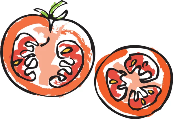 Fresh tomato with tomato slices — Stock Vector