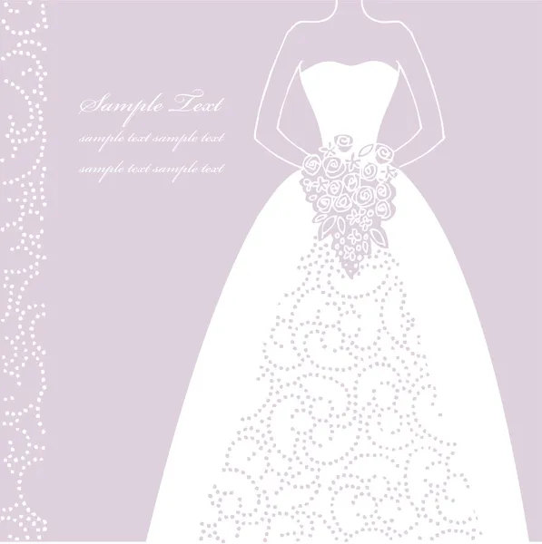 Robe de mariée doodle pour invitations de mariage ou annonces — Image vectorielle