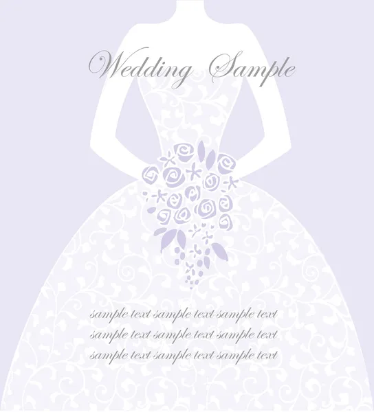 Robe de mariée doodle pour invitations de mariage ou annonces — Image vectorielle