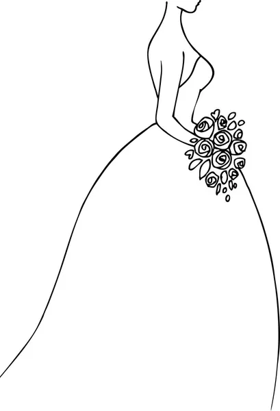 Brautkleid-Doodle für Hochzeitseinladungen oder Ankündigungen — Stockvektor