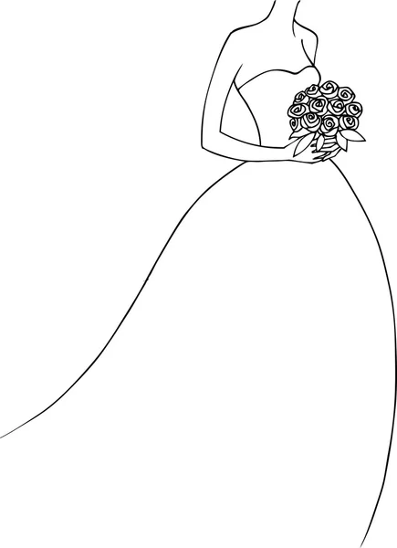 Vestido de novia garabato para invitaciones de boda o anuncios — Vector de stock