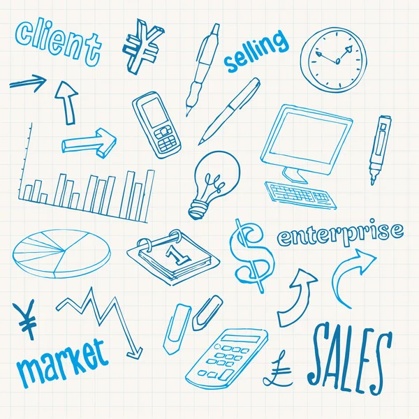Business icons and words — Stock Vector