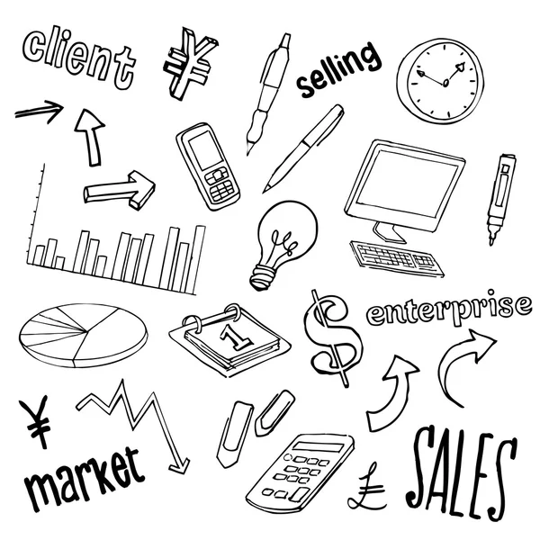 Ícones de negócios e palavras —  Vetores de Stock