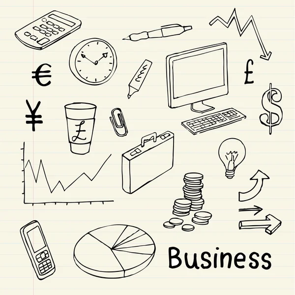 Doodle Business icons and words — Stock Vector