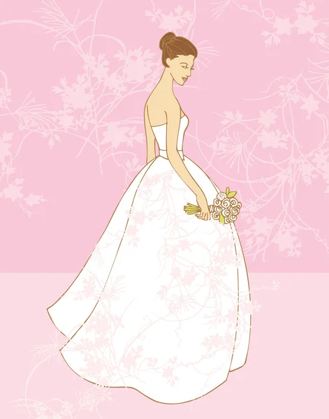 Bride in beautiful wedding dress — Stock Vector