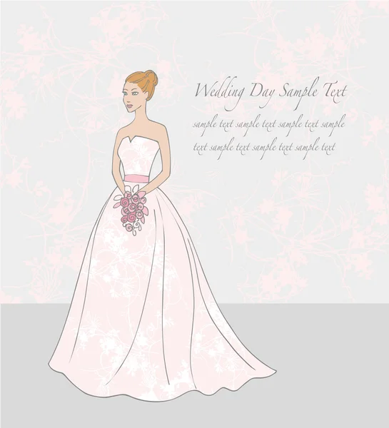 Bride in beautiful wedding dress — Stock Vector