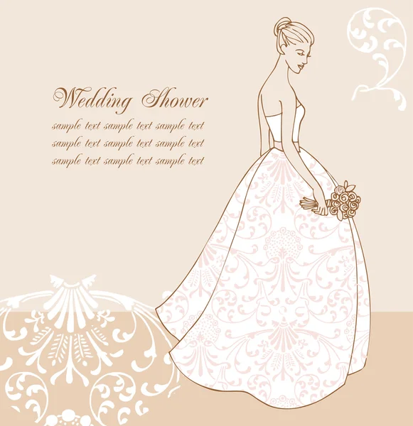 Bride in beautiful wedding dress — Stock Vector