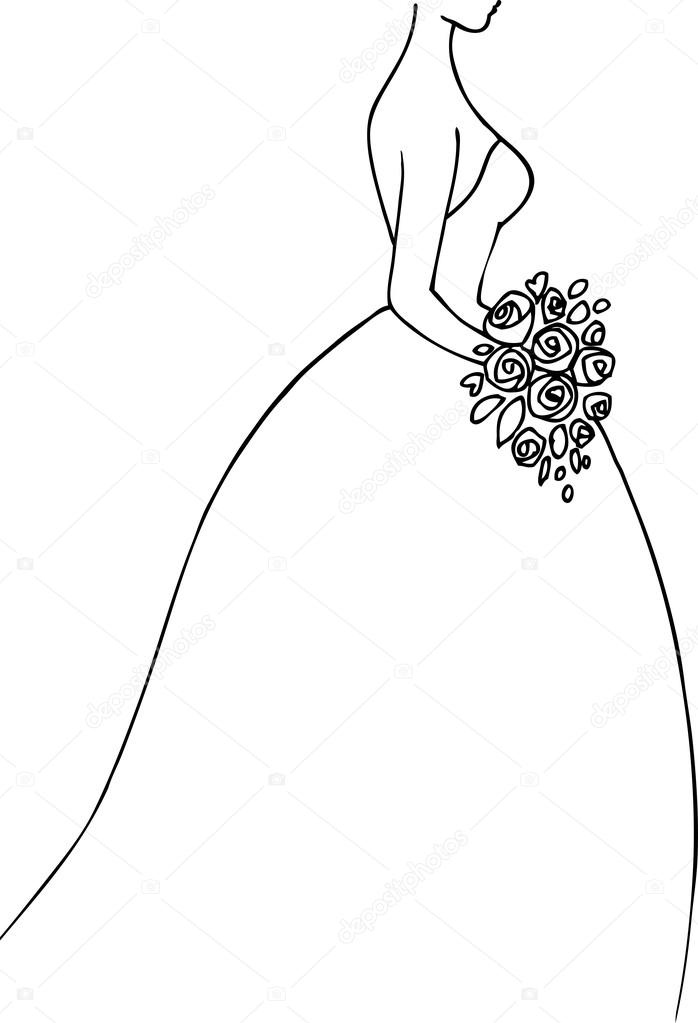 Wedding dress doodle for Wedding invitations or announcements