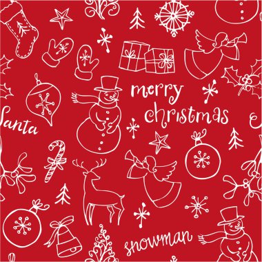 Christmas simgeleri & kelimeleri sorunsuz doodles