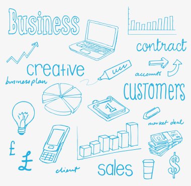 iş ikonları/simgeleri ve kelimeler