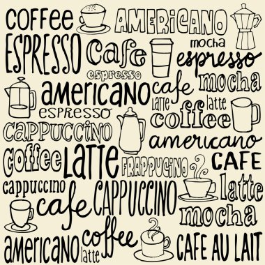 Coffee icons and words clipart