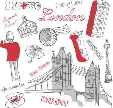Londra simgeler doodles