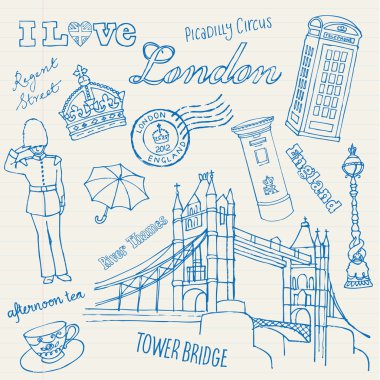 Londra simgeler doodles