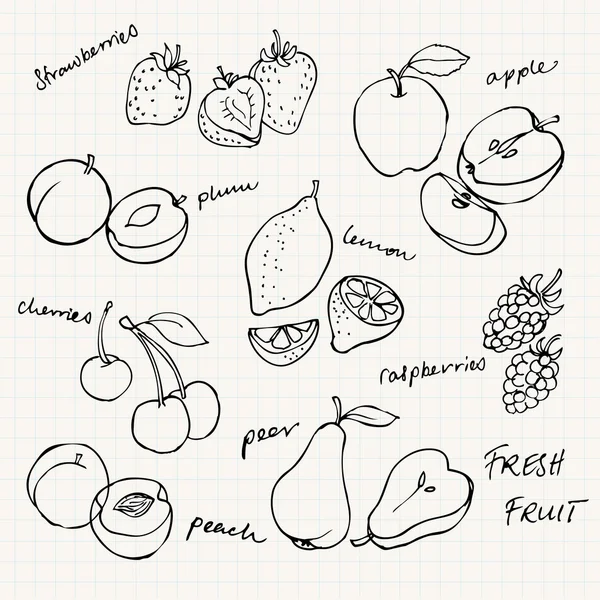 Set van fruit — Stockvector