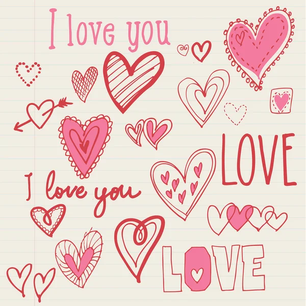 Hearts, seni seviyorum. — Stok Vektör