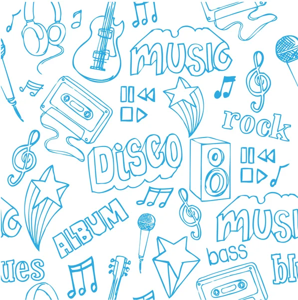 Doodles de música sem costura —  Vetores de Stock