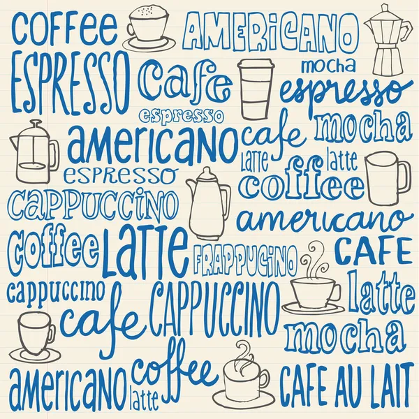 Coffee icons and words — Stock Vector