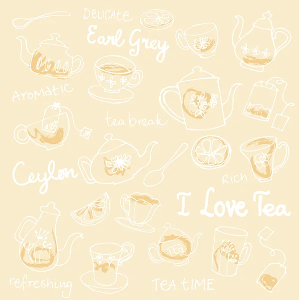 Çay bardak ve çaydanlıklar — Stok Vektör