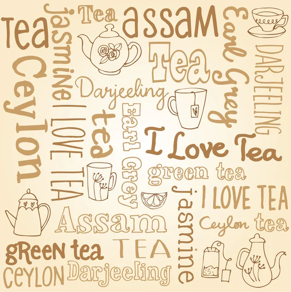 Tea words sketchy doodles — Stock Vector
