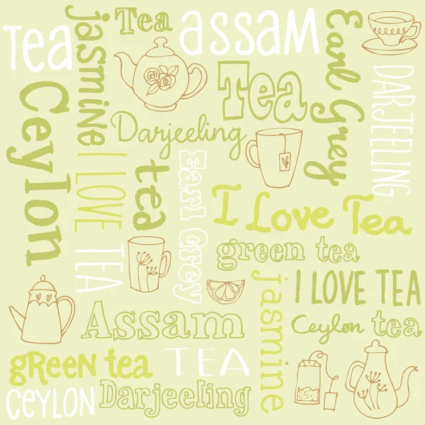 Tea words sketchy doodles — Stock Vector