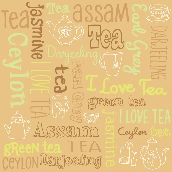 Tea words sketchy doodles — Stock Vector