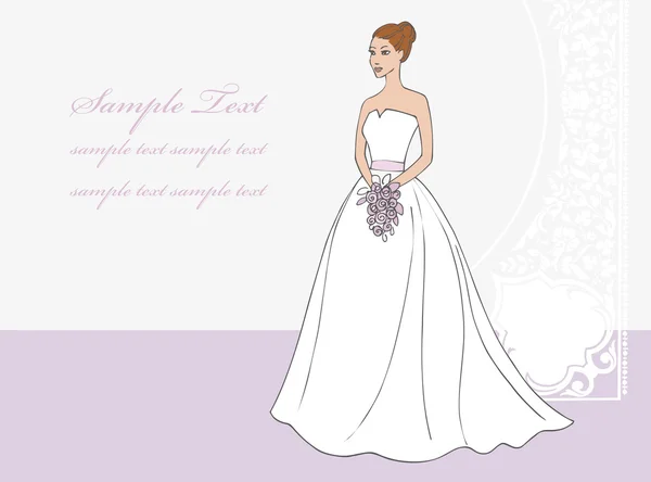Belle mariée en robe de mariée — Image vectorielle