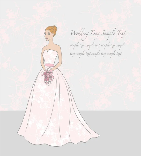 Krásná nevěsta ve svatebních šatech — Stockový vektor