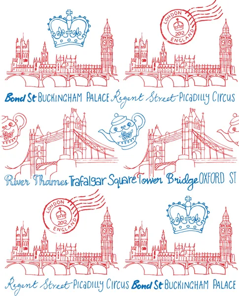 Londýn domy parlamentu a tower Bridge — Stockový vektor