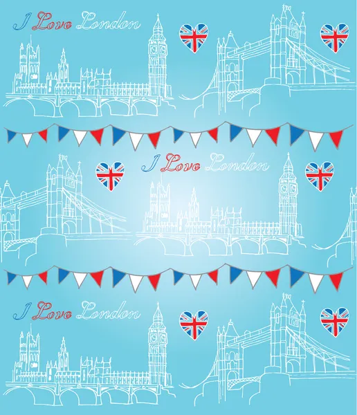 London Houses of Parliament and Tower Bridge — Stock Vector