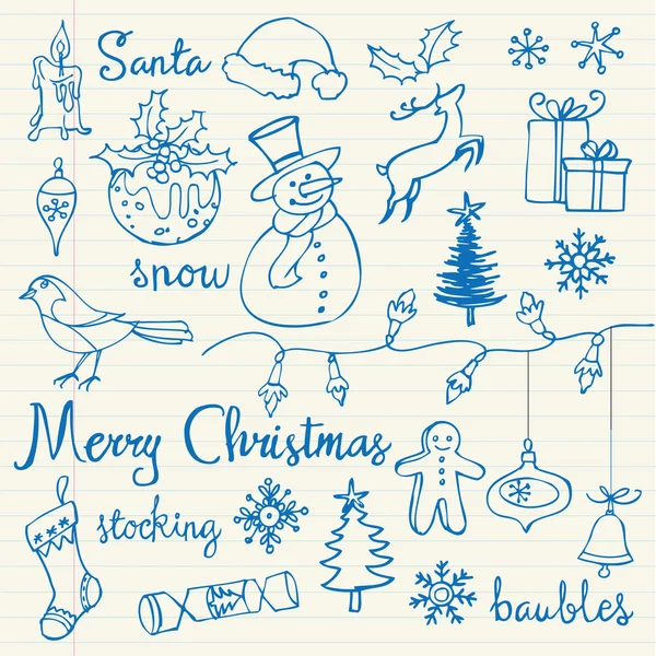 Icone di Natale scarabocchi — Vettoriale Stock