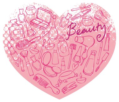 kalp şeklinde güzellik ve kozmetik simgeler